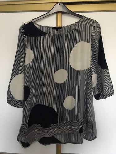 Ladies Navy & Cream Tunic Blouse Size 20 By Next