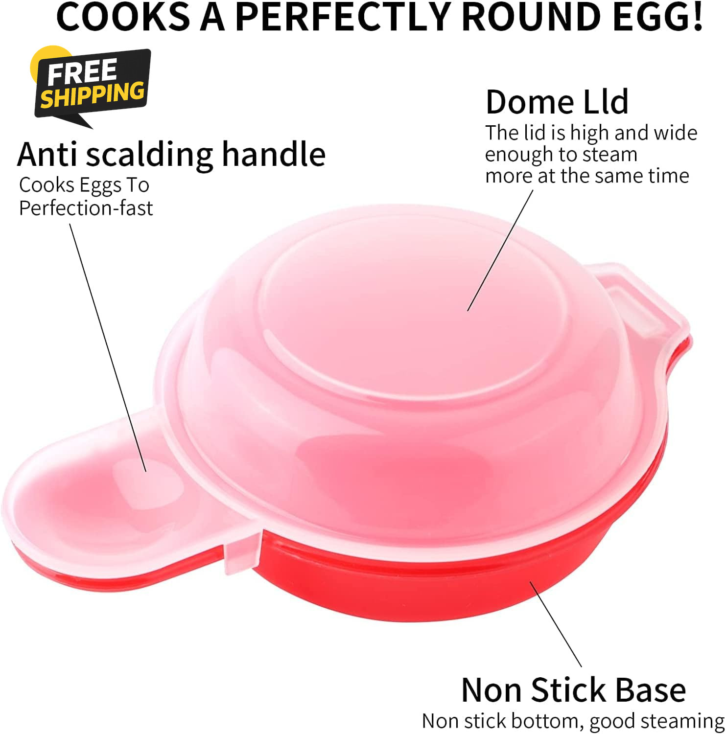 2Pcs-Microwave Egg Cooker,Microwave Egg Maker,1 Minute Fast Egg Hamburg Omelet