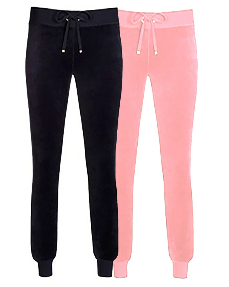 NEU JUICY COUTURE Damen Schwarz Rosa Velour Training Hose S M L XL $138 - Bild 1 von 4