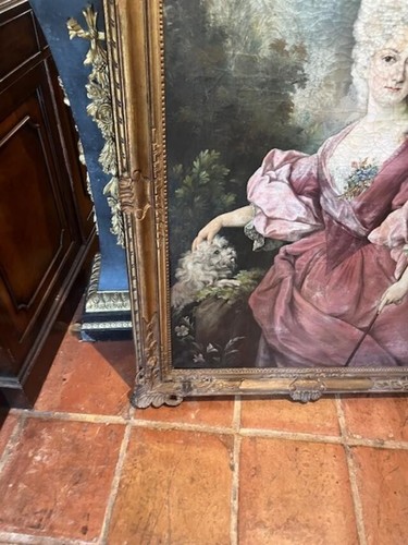 Pair of Large Antique Oil Paintings on Canvas Gilt Frame - Picture 15 of 18