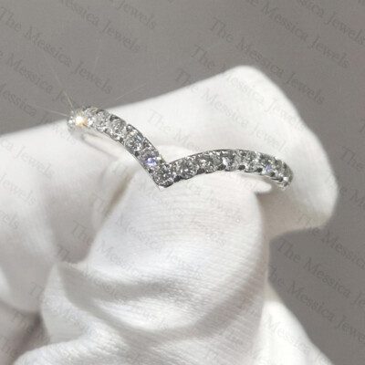 0.54CTW Round Cut Moissanite Eternity Band Engagement Ring 14k White Gold Plated