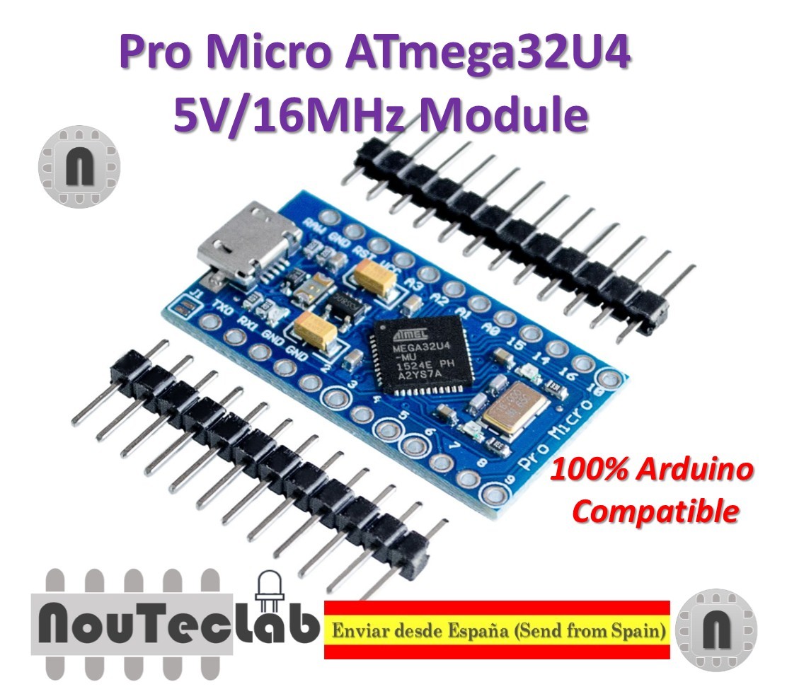Módulo Pro Micro ATmega32U4 5V/16MHz con cabezal de pin para Arduino Leonardo