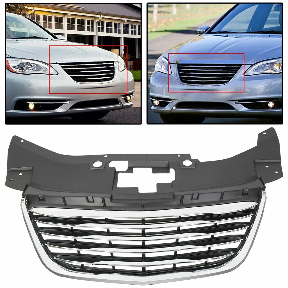 For 2011-2014 Chrysler 200 Chrome Front Hood Grille Grill New 68082050AE 12 13 - Image 2 of 4