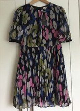 Warehouse black pleated animal print mini dress UK 12 BNWT RRP £79 - NO BELT