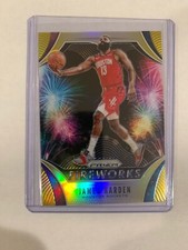 2019-20 Panini Prizm Fireworks Prizms Gold #5 James Harden   7/10 Rockets
