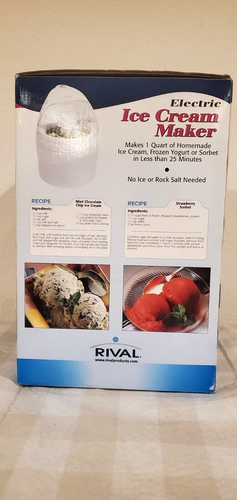 Rival Electric Ice Cream Maker 1 Qt Ice Cream Yogurt and Sorbet maker GC8101 WN - Picture 2 of 5