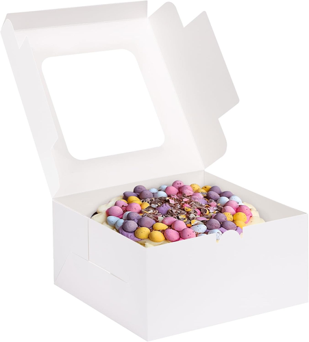 24Pcs Cake Boxes, 10X10X5 Inches White Square Bakery Boxes with Window Cajas Pas - Picture 12 of 12