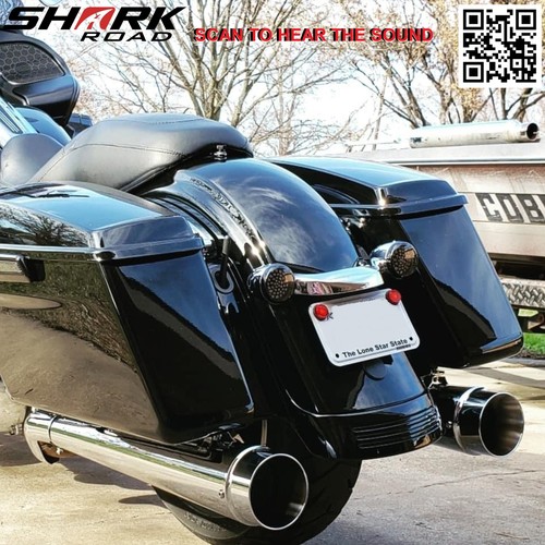 SHARKROAD Slip On Mufflers For Harley Exhaust Headers, Fit 1995-2016 Touring - Picture 2 of 11