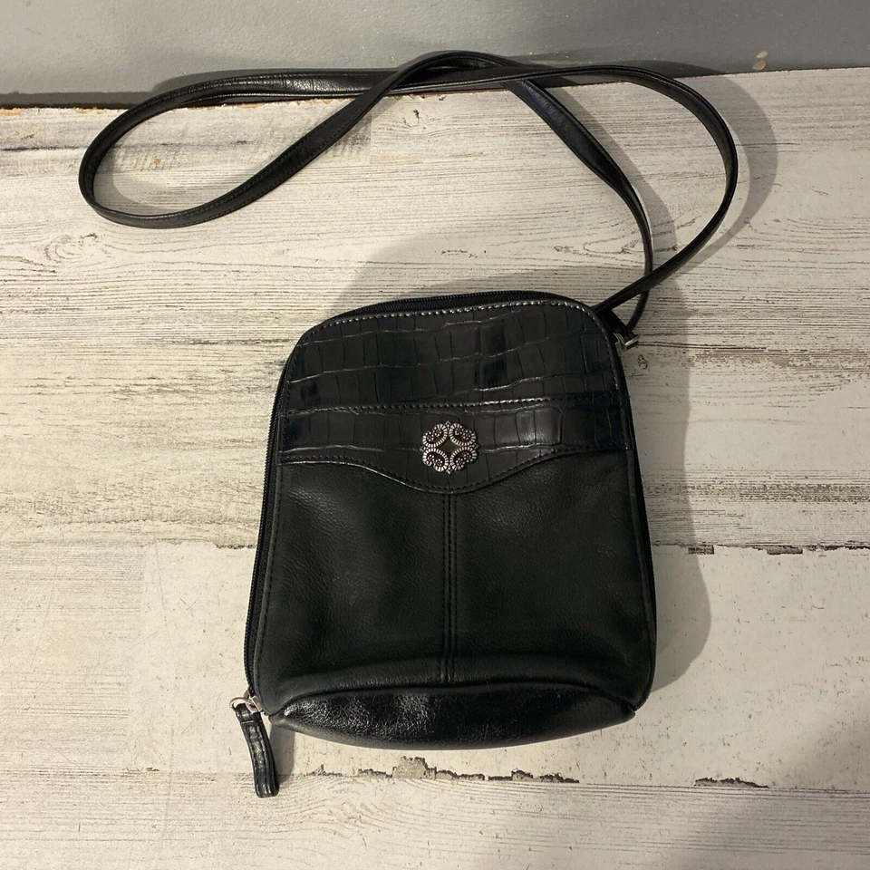 "Bolso Bandolera Rolfs Cuero Pequeño Negro 7"" x 7""" Foto 2 de 4