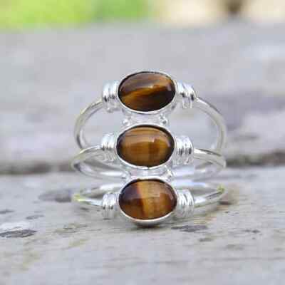 Tiger's Eye Ring 925 Sterling Silver Handmade Jewelry Anxiety Ring All Size R158