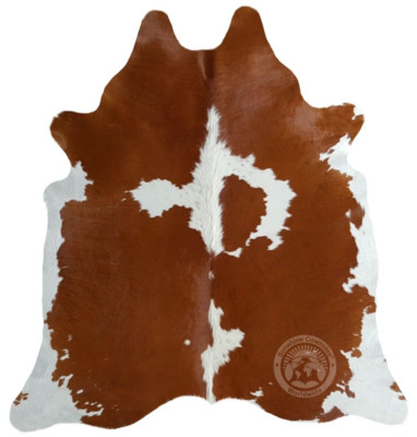 Real Cowhide Rug Brown and White - Size 6x6-7'