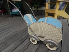 incredible 1930's Streamline-design Wicker BABY STROLLER