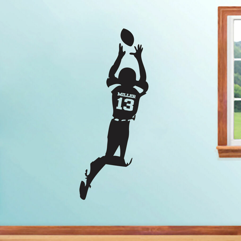 Custom Football Player Wall Decal - Personalized Sports Kids Room Teens Man Cave