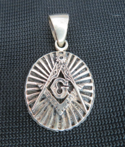 Vintage .925 Sterling Silver Oval Masonic Pendant