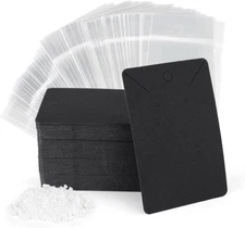 100 Pcs Earring Cards with 100Pcs Self Adhesive Bags for Earrings Jewelry Displa