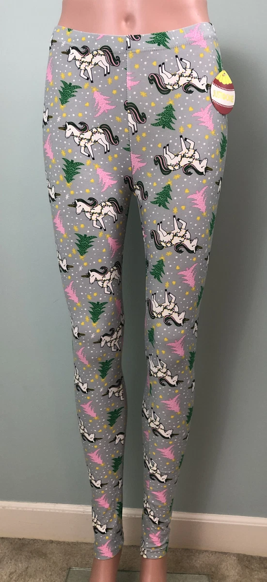 Women s Just One Unicorn Print Christmas Holiday Leggings Size