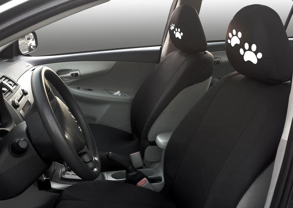 Juego de fundas de asiento de coche con patas blancas bordadas fundas de reposacabezas regalo para KIA Foto 3 de 4