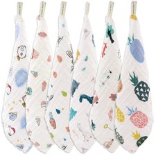 Muslin Baby Washcloths Set 6-Pack , 6-Layer Natural Cotton Infant Face Towel...