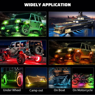 4/8/12 Stück RGB Neon LED Rock Light 3D Linse Auto Licht Universal für Jeep LKW SUV