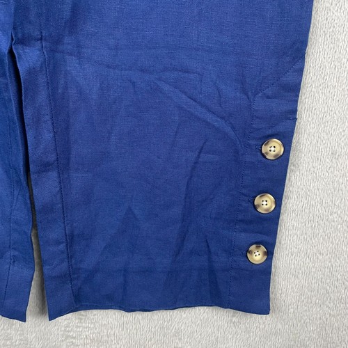 Chicos Pants Womens 3 Size 16 Blue Linen Pull On Cropped Pockets Stretch Waist - Picture 6 of 10