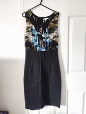 Mango Suit black/floral print stretch sheath dress M UK 12 - Worn once