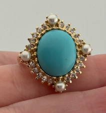 Ross Simons Turquoise Sterling Silver Gold To...