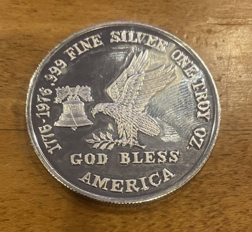 Vintage 1976 Tri-State Mint Bicentennial Eagle And Bell 1 oz .999 Silbermedaille