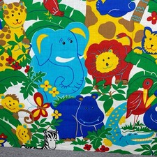 Jungle Animals Preschool Fabric Cotton Primary Colors Lion Tiger Elephant 3/4 yd