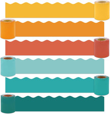 Retro Bulletin Board Borders 216ft 6 Rolls Colorful Wavy Scalloped Trim
