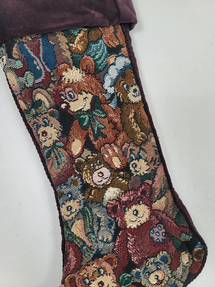 "Tapiz de terciopelo púrpura juguetes medias de Navidad con punta de aguja 19""" Foto 4 de 4