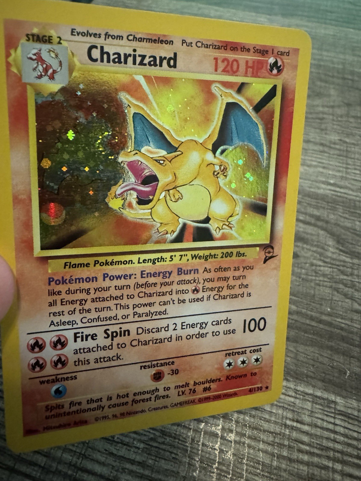 Pokémon TCG Charizard Base Set 2 - Holo NM 4/130 Original Owner Huge *SWIRL*