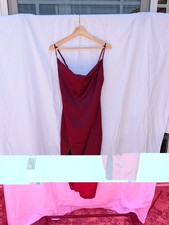 PRETTYLITTLETHING Women's Burgundy Solid Cowl Neck Spaghetti Strap Slip Dress 2