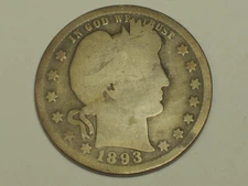 1893-O Barber Quarter    GOOD      SN7280