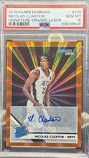 NICOLAS CLAXTON 2019-20 DONRUSS RATED ROOKIE ORANGE LASER RC AUTO PSA 10