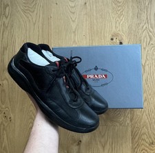 Prada Cups Men's Black Trainers UK 8