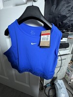 Nike Pro Crop Top Size L Blue Dri-Fit Women's Gym Running Training Activewear
