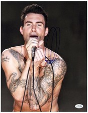 Adam Levine Signed Autographed 11x14 Bare Chest Tattoos Singing Photo ACOA