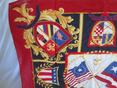 Talbots Square Patriotic Scarf 100% Cotton 30" x 30" - Picture 2 of 8