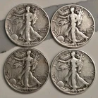 lot of 4 90% Silver Walking Liberty Half Dollars