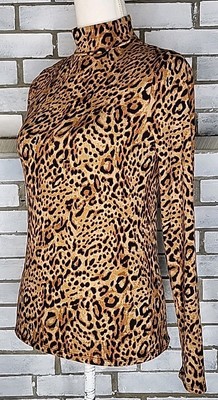   No Boundaries Junior s Long Sleeve Mock Neck Cheetah Print Top Medium