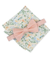 Men's Bow Tie  Pocket Square 2-Piece Set Wren Textured Solid - Melon