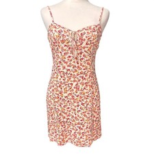 Aeropostale Floral Mini Dress Womens M Floral Linen Blend Cottage Boho Milkmaid