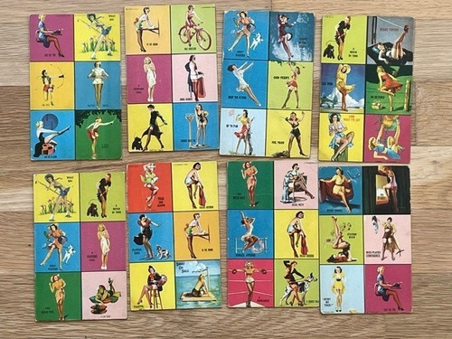 1942 Mutoscope Yankee Doodle Girls (W424-2f) - Lot of 8, near set, 6-in-1 cards