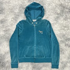 Victorias Secret PINK Hoodie Gold Sequins on Blue Velour Size Women s Medium Y2K