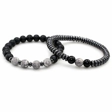Hematite Magnetic Bracelet Set for Men Women Energy Therapy Beads