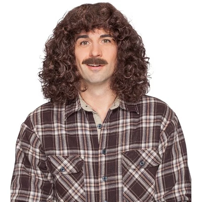 NET TOYS Vokuhila Perücke mit Locken und Bart Herrenperücke Wolfgang Starperücke Wolle