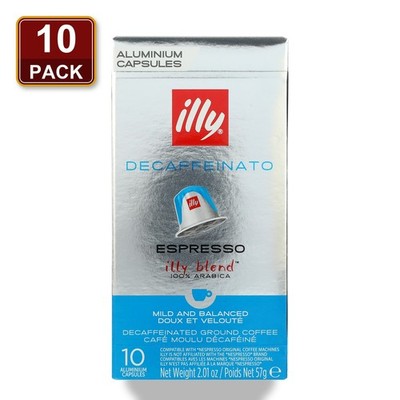 Illy Aluminium Capsules Decaffeinato Espresso Coffee 10 Pack