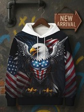 Patriotic American Flag Eagle 3D All Over Print Hoodie - Adult  Kid