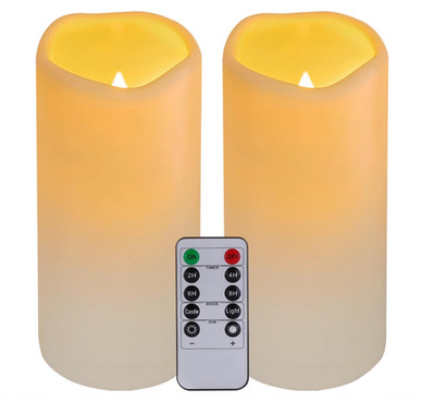 LED Candles With 10-Key Remote Timer Flickering Flameless Outdoor Indoor 2 Pack