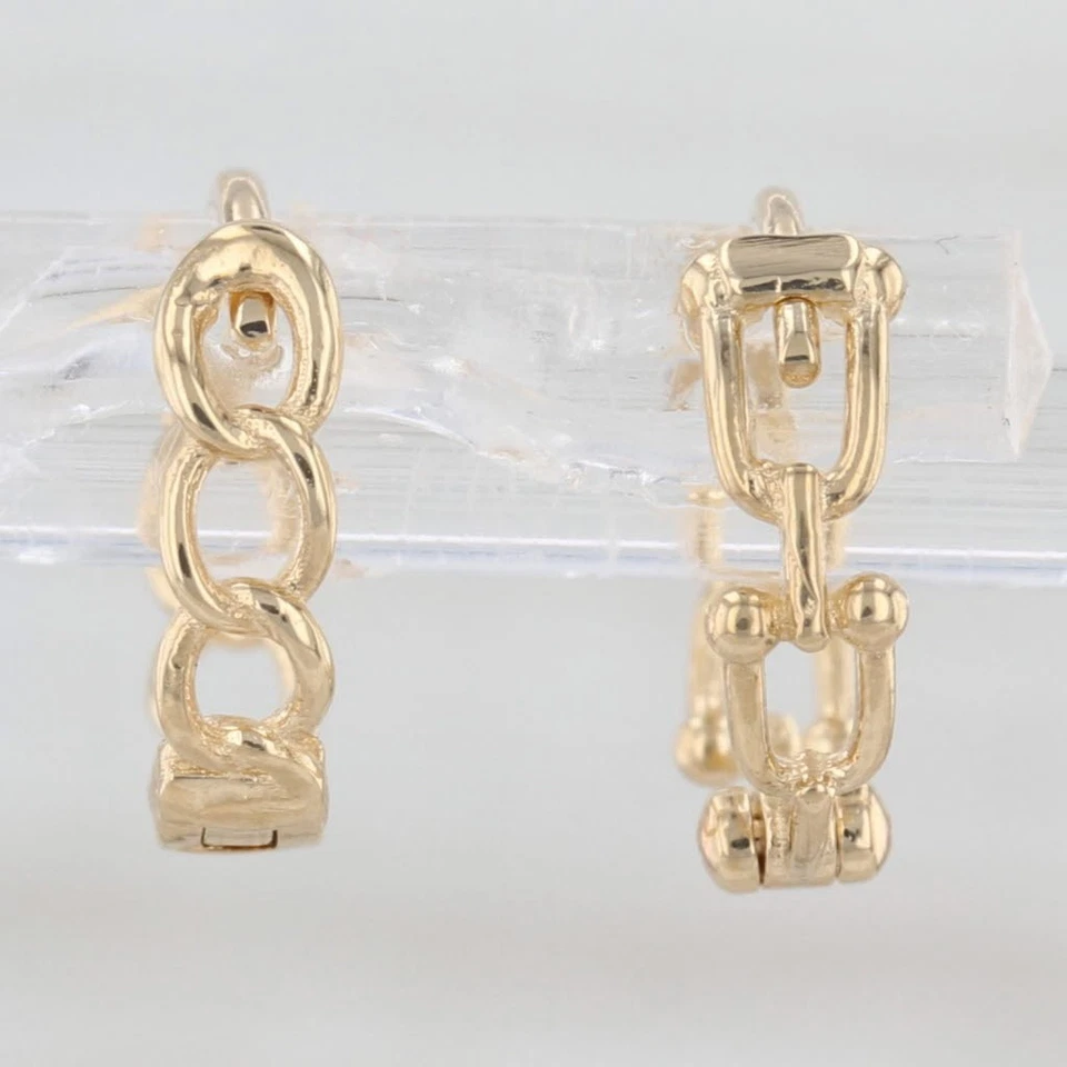 Серьги-кольца из желтого золота 18 карат с маленькой лошадью круглые обручи - Изображение 3 из 4